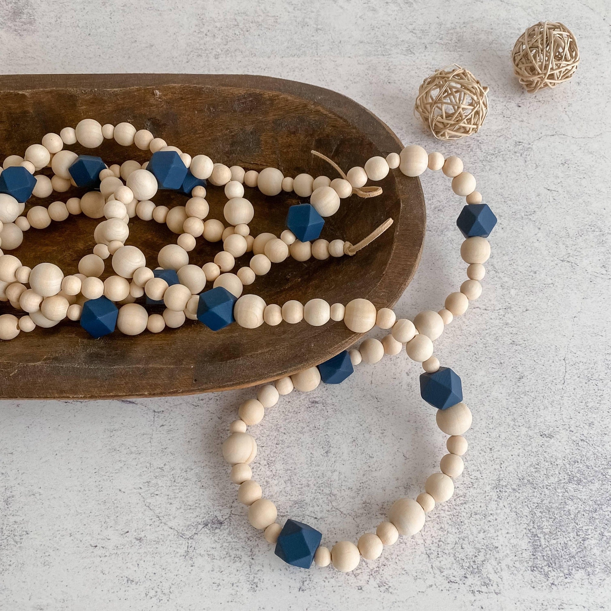 Blue wooden bead on sale necklace