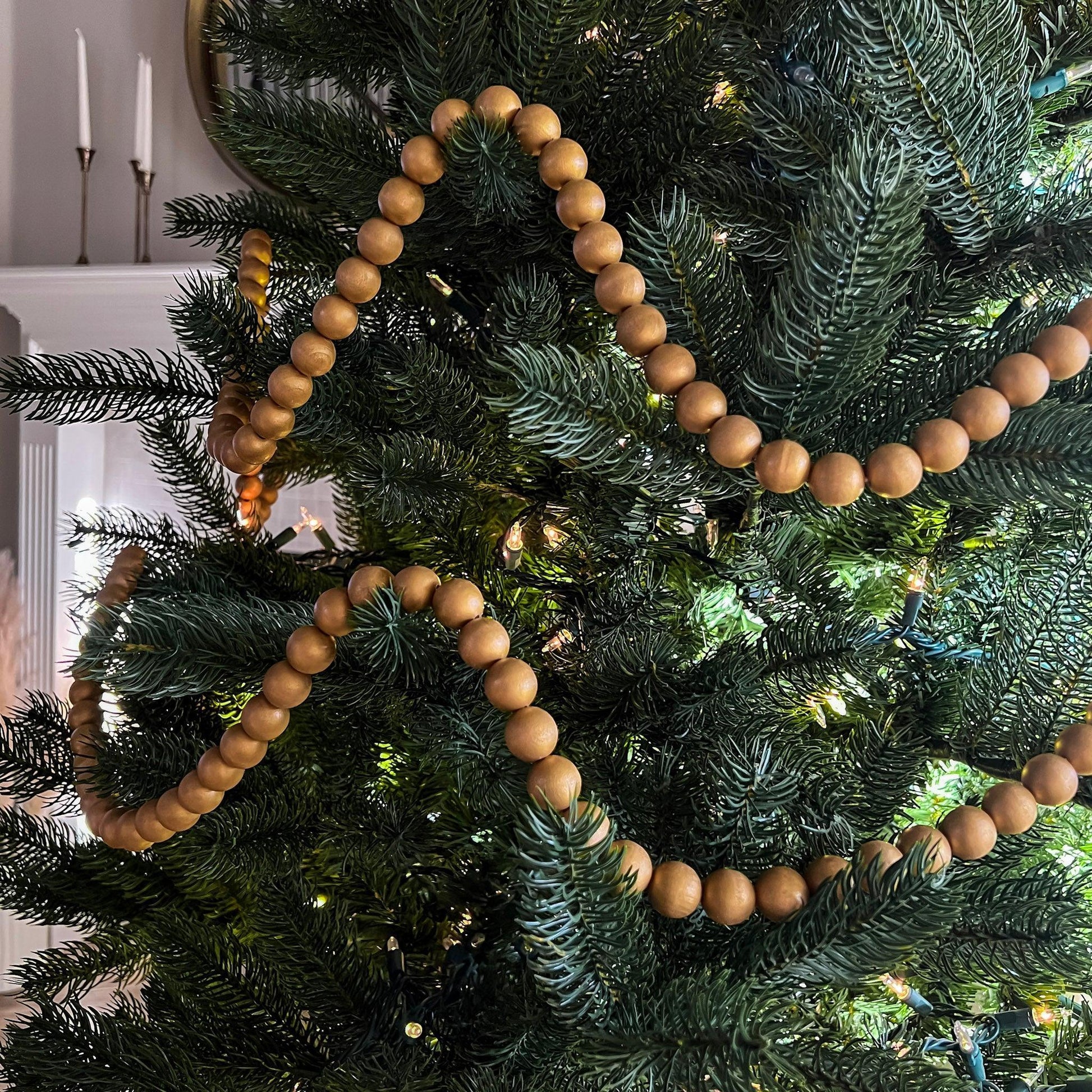 Christmas Tree Bead Garland - Wooden Xmas Bead Garland