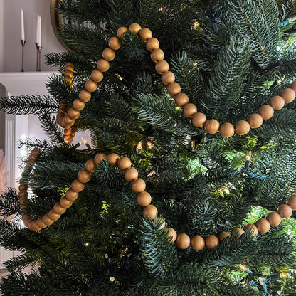 Wood Bead Garland for Christmas Tree, Banister, Mantel